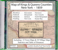 Map of Kings & Queens Counties, New York, 1859, CDROM Old Map