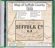 Map of Suffolk County, New York, 1858, CDROM Old Map