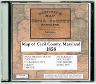 Martenet's Map of Cecil County, Maryland, 1858, CDROM Old Map
