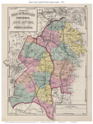 Anne Arundel & Prince George Counties, Maryland 1873 - Old County Map Reprint - 1873 State Atlas