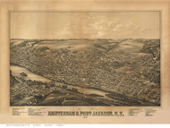 Amsterdam, New York 1881 Bird's Eye View - Old Map Reprint