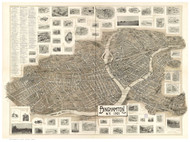 Binghamton, New York 1901 Bird's Eye View - Old Map Reprint