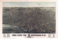 Buffalo, New York 1880 Bird's Eye View - Old Map Reprint