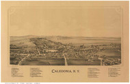 Caledonia, New York 1892 Bird's Eye View - Old Map Reprint