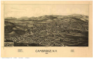 Cambridge, New York 1886 Bird's Eye View - Old Map Reprint