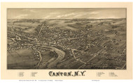 Canton, New York 1885 Bird's Eye View - Old Map Reprint