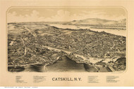 Catskill, New York 1889 Bird's Eye View - Old Map Reprint