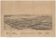 Cleveland, New York 1890 Bird's Eye View - Old Map Reprint