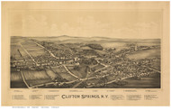 Clifton Springs, New York 1892 Bird's Eye View - Old Map Reprint