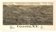 Clinton, New York 1885 Bird's Eye View - Old Map Reprint