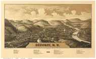 Deposit, New York 1887 Bird's Eye View - Old Map Reprint
