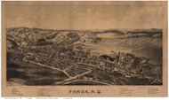 Fonda, New York 1889 Bird's Eye View - Old Map Reprint
