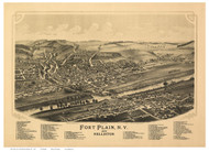 Fort Plain & Nelliston, New York 1891 Bird's Eye View - Old Map Reprint