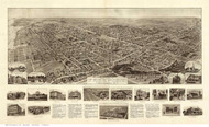Freeport, New York 1909 Bird's Eye View - Old Map Reprint