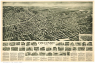 Freeport, New York 1925 Bird's Eye View - Old Map Reprint