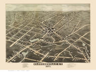 Gloversville, New York 1875 Bird's Eye View - Old Map Reprint