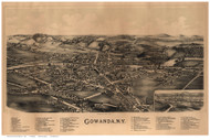 Gowanda, New York 1892 Bird's Eye View - Old Map Reprint