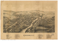 Greene, New York 1890 Bird's Eye View - Old Map Reprint