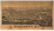 Greenwich , New York 1885 Bird's Eye View - Old Map Reprint