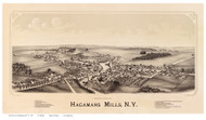 Hagamans Mills, New York 1890 Bird's Eye View - Old Map Reprint