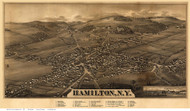 Hamilton, New York 1885 Bird's Eye View - Old Map Reprint