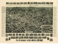 Hicksville, New York 1925 Bird's Eye View - Old Map Reprint