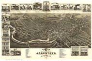 Jamestown, New York 1882 Bird's Eye View - Old Map Reprint