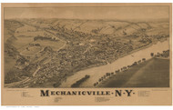 Mechanicville , New York 1880 Bird's Eye View - Old Map Reprint