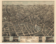 Middletown, New York 1874 Bird's Eye View - Old Map Reprint