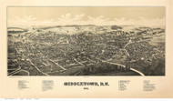 Middletown, New York 1887 Bird's Eye View - Old Map Reprint