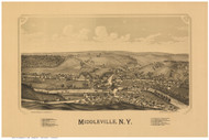 Middleville, New York 1890 Bird's Eye View - Old Map Reprint