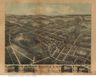 Oneida, New York 1874 Bird's Eye View - Old Map Reprint