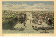Oswego, New York 1855 Bird's Eye View - Old Map Reprint