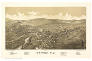 Oxford , New York 1888 Bird's Eye View - Old Map Reprint