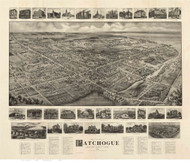 Patchogue, New York 1906 Bird's Eye View - Old Map Reprint