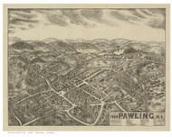 Pawling, New York 1909 Bird's Eye View - Old Map Reprint