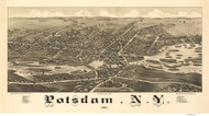 Potsdam, New York 1885 Bird's Eye View - Old Map Reprint