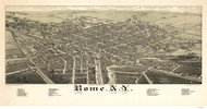 Rome , New York 1886 Bird's Eye View - Old Map Reprint