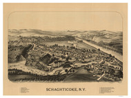 Schaghticoke , New York 1889 Bird's Eye View - Old Map Reprint