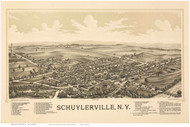 Schuylerville, New York 1889 Bird's Eye View - Old Map Reprint