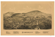 Stamford, New York 1890 Bird's Eye View - Old Map Reprint