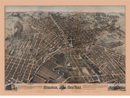 Syracuse, New York 1874 Bird's Eye View - Old Map Reprint