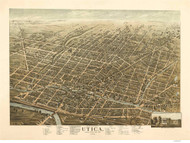 Utica, New York 1873 Bird's Eye View - Old Map Reprint