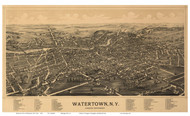 Watertown, New York 1891 Bird's Eye View - Old Map Reprint