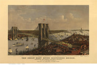 Brooklyn Bridge 1885 Bird's Eye View - Old Map Reprint