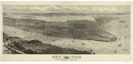New York City from Bergen Hill to Hoboken 1876 Bird's Eye View - Old Map Reprint