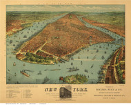 New York City 1879 Bird's Eye View - Rogers, Peet, & Co. - Old Map Reprint
