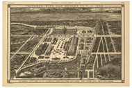 New York City 1879 Bird's Eye View - Proposed Site for 1883 Worlds Fair - Old Map Reprint