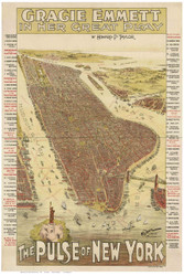 New York City 1891 Bird's Eye View - Old Map Reprint