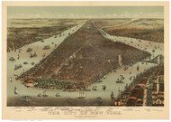 New York City 1892 Bird's Eye View - Old Map Reprint